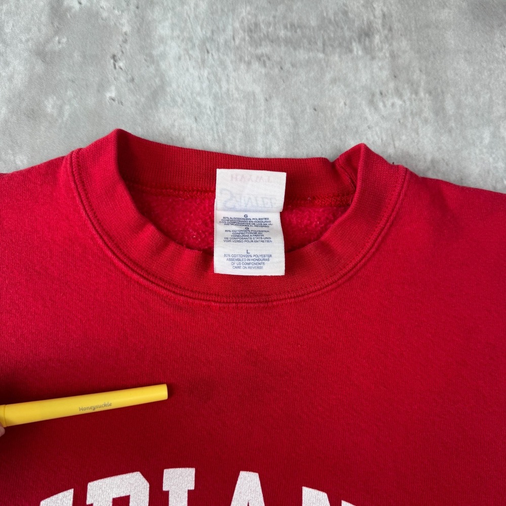 Vintage Indiana University Sweatshirt Mens L Red Hoosiers College Crewneck 90s - Picture 4 of 9